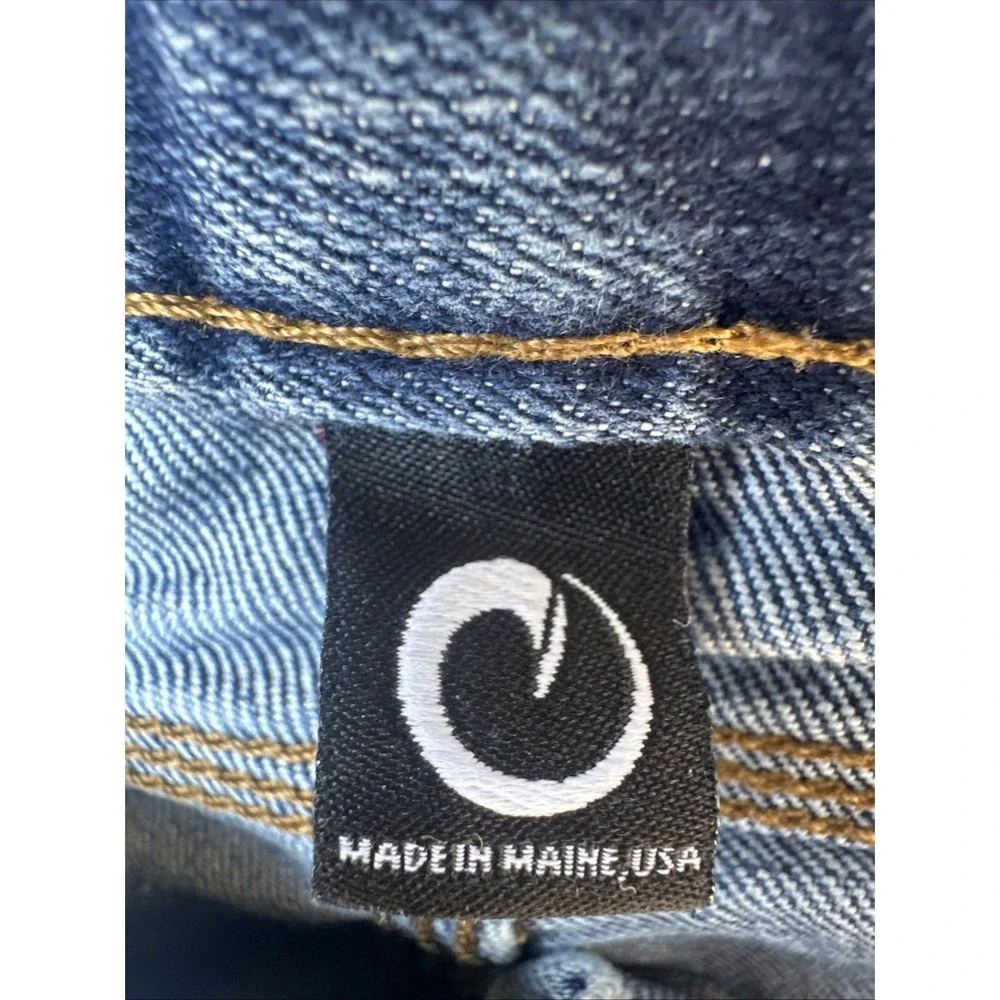 Lot of Origin Maine Jeans Men Blue Sz 40x30 Embroidered Logo Distressed USA Made